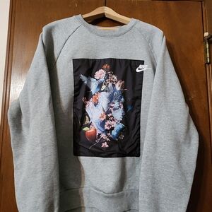 Nike Grey Crewneck Sweatshirt with Floral & Shoe Graphic